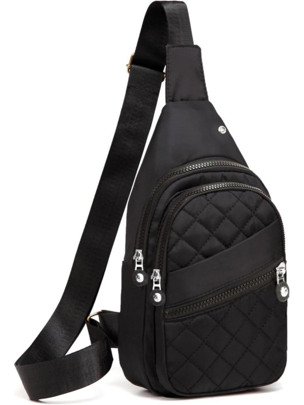 Women's Dark Black Small Sling Backpack Chest Bag For Travel Hikes Crossbody Bag